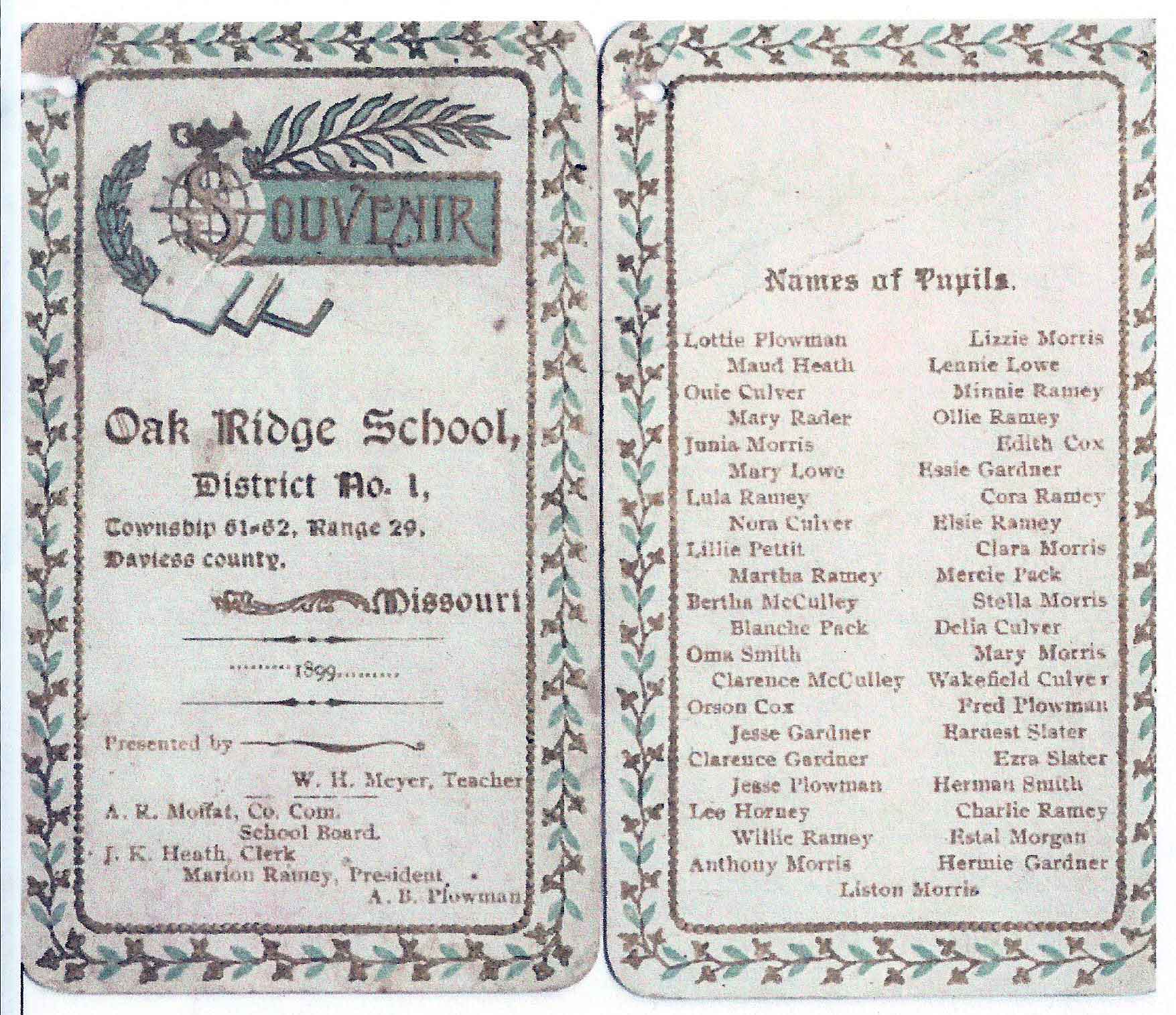 [Oak Ridge School, Daviess Co., 1899]